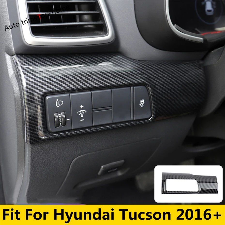 

ABS Head Light Lamp Switch Button Frame Cover Trim Fit For Hyundai Tucson 2016 - 2020 Matte / Carbon Fiber Look Accessories