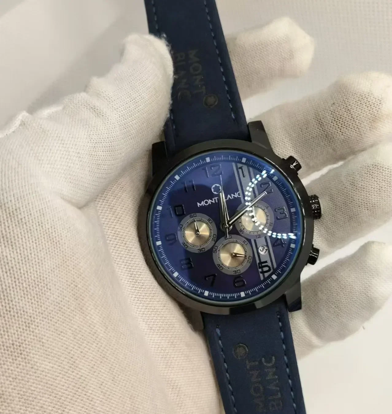 Montblanc-44 мм Мужские кварцевые часы с функцией гоночного хронографа все руки