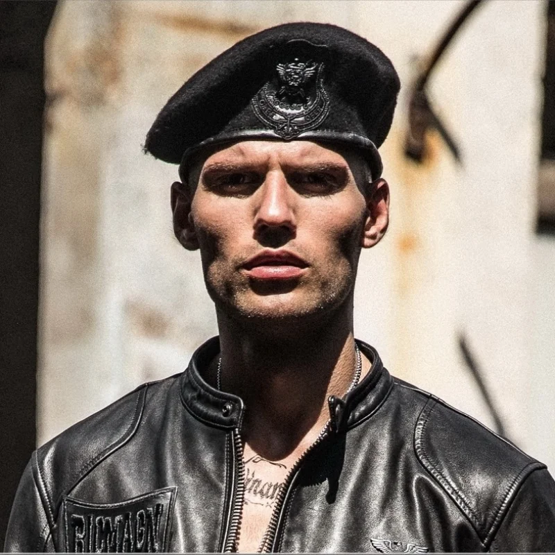 Vintage Beret Wool Black Military Motorcycle Style The Expendables Autumn Winter Cap