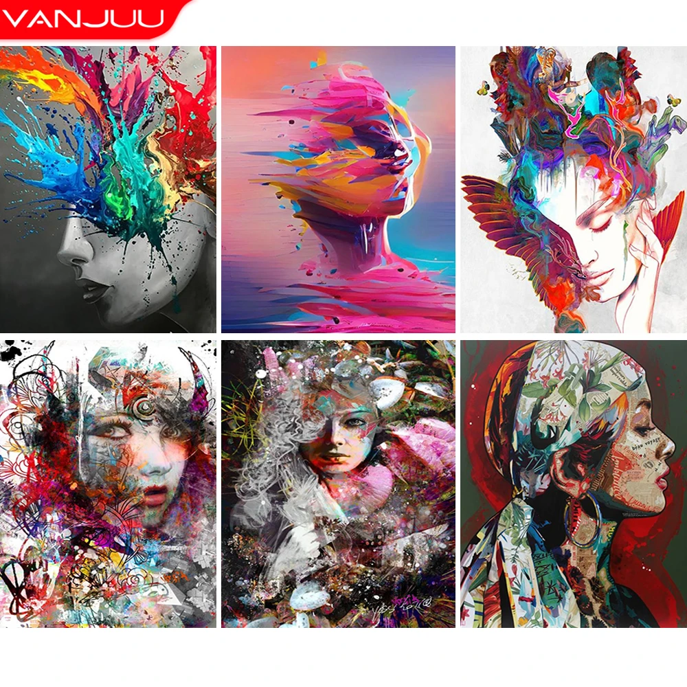

Watercolor Girl Diamond Mosaic Painting Portrait Full Square / Round Diamond Embroidery Rhinestone Picture DIY Home Decor