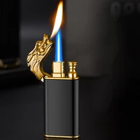 wholesale dragon lighter double fire luminous lighters torch flame to the open flame cigarette windproof butane gas lighter