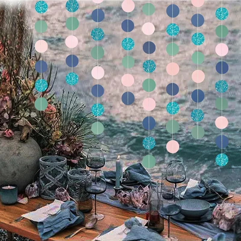 Пастельная Русалка круг гирлянда Висячие круглые точки стрейч фон фотография