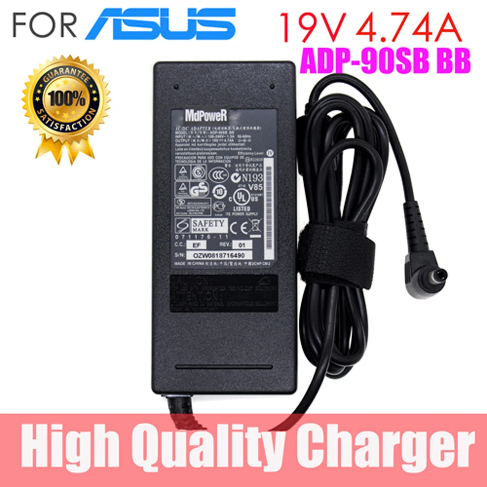 

Для ASUS 19V 4.74A ADP-90SB BB 90W блок питания для ноутбука, адаптер переменного тока, зарядное устройство для планшетов A53S A53U A55A A55VD 5,5*2,5 мм