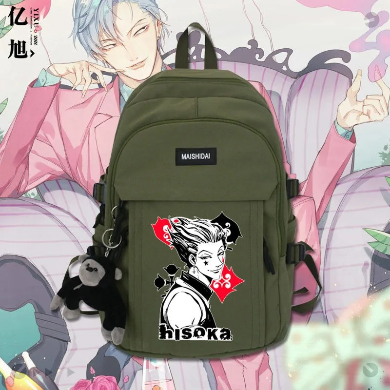 Охотник х рюкзак 30 × 44 13 см черный белый зеленый красный Hunter x школьные сумки для