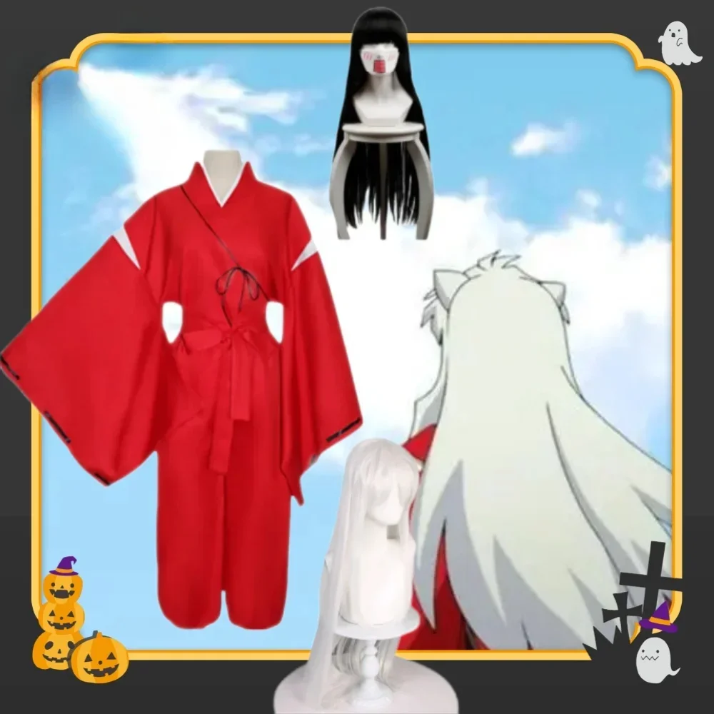 Аниме Inuyasha Higurashi Kagome Kikyo Косплей Костюм Кимоно парик комплект обуви Хэллоуин для