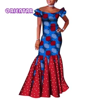 african ankara dresses for women dashiki dress bodycon print wax batik short sleeve party mermaid dress for lady party wy684