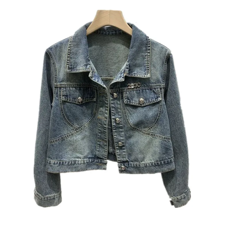 Винтажная уличная одежда необычная однобортная джинсовая куртка Женская