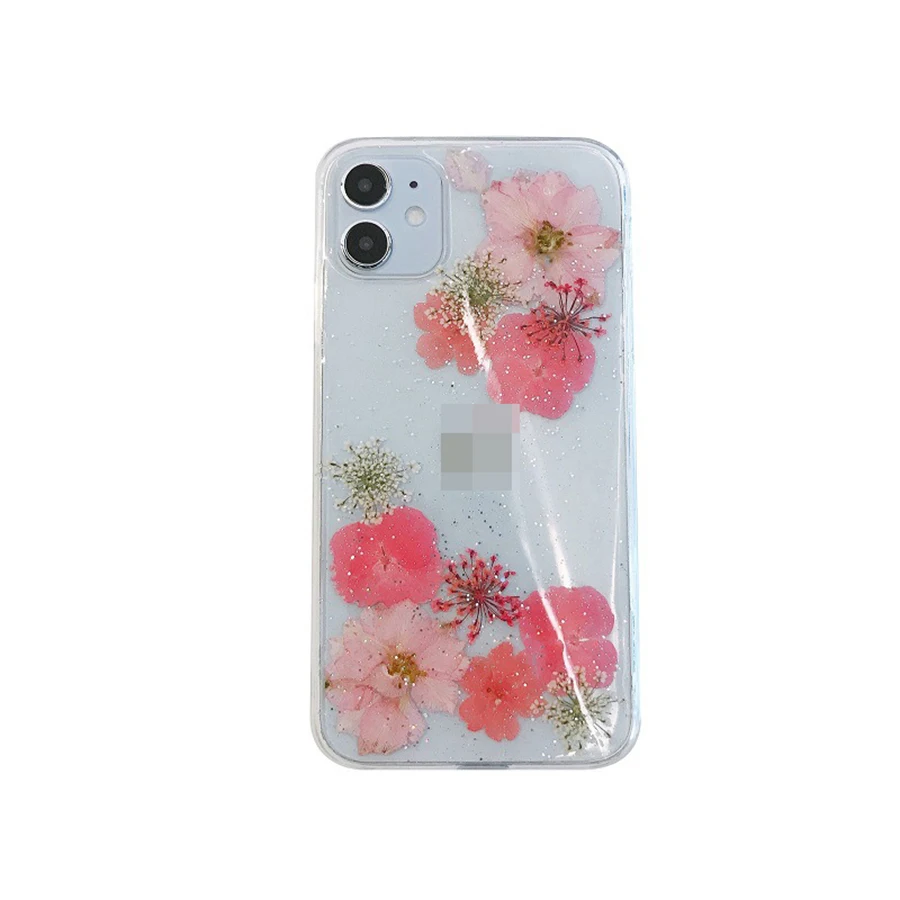 

Drip Real Flower Transparent Soft Phone Case For Iphone 13 12 Mini 14 11 Pro Max X Xr Xs Max 7 8 Plus Se 2020 Protective Fundas