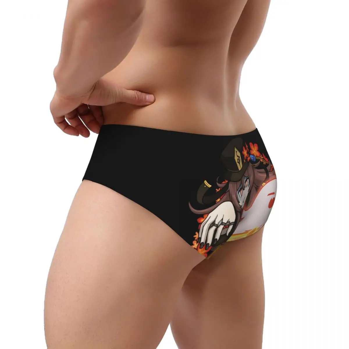 Фото Мужские трусы Custom Men Hu Tao Ghost Genshin Impact: комфортные, с принтом Spirit Soother №3
