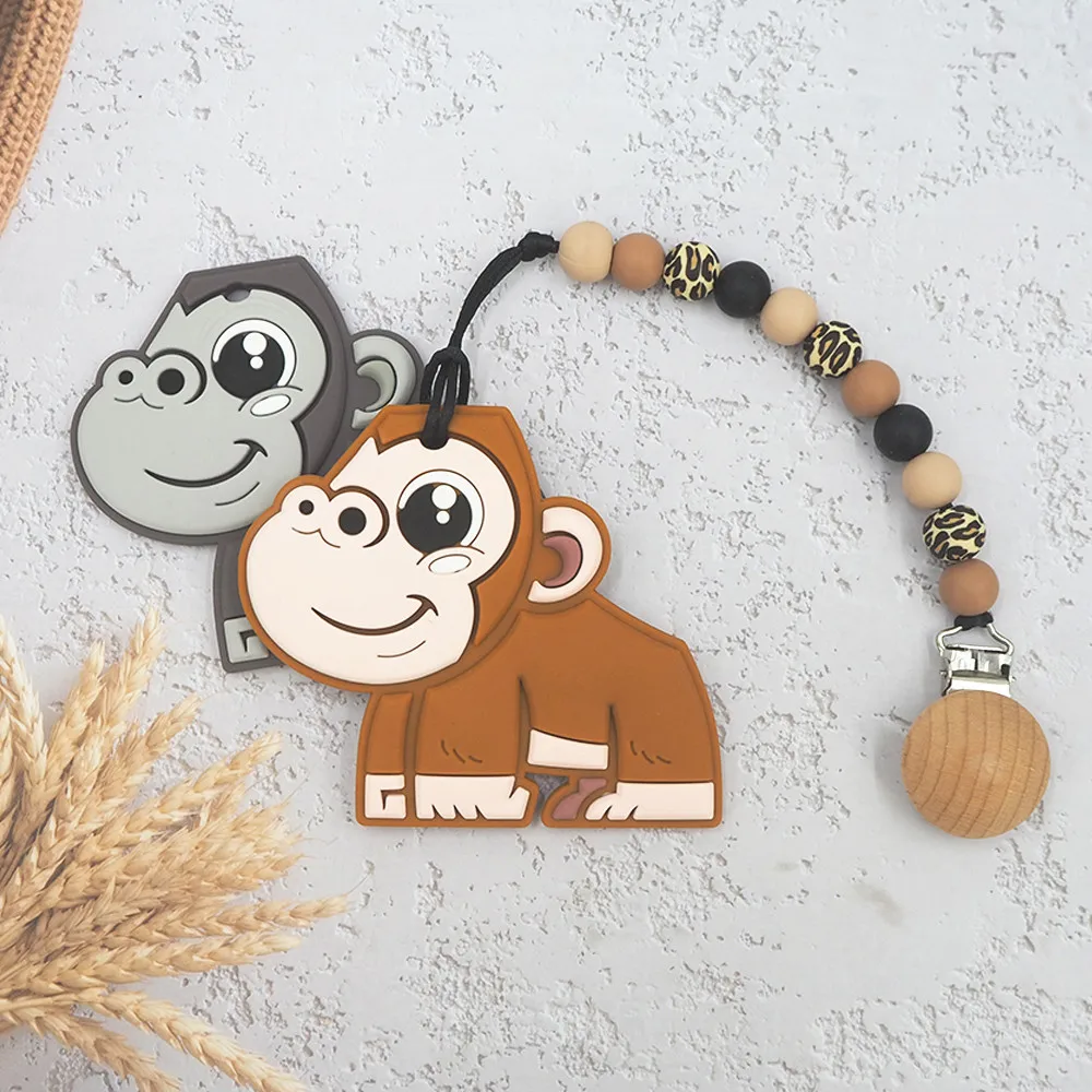

Chenkai 10pcs Silicone Chimpanzees Teethers DIY Baby Chewing Pendant Nursing Sensory Teething Pacifier Dummy Jewelry Animal Toy