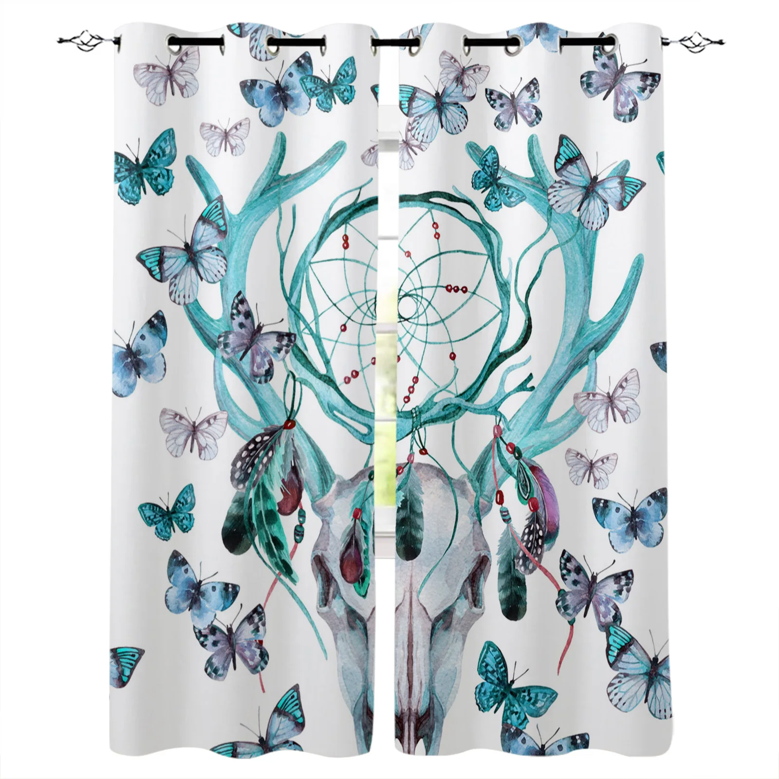 

Затемняющие шторы «Ловец снов» с бабочками, оконные занавески для спальни, гостиной, декоративные оконные принадлежности