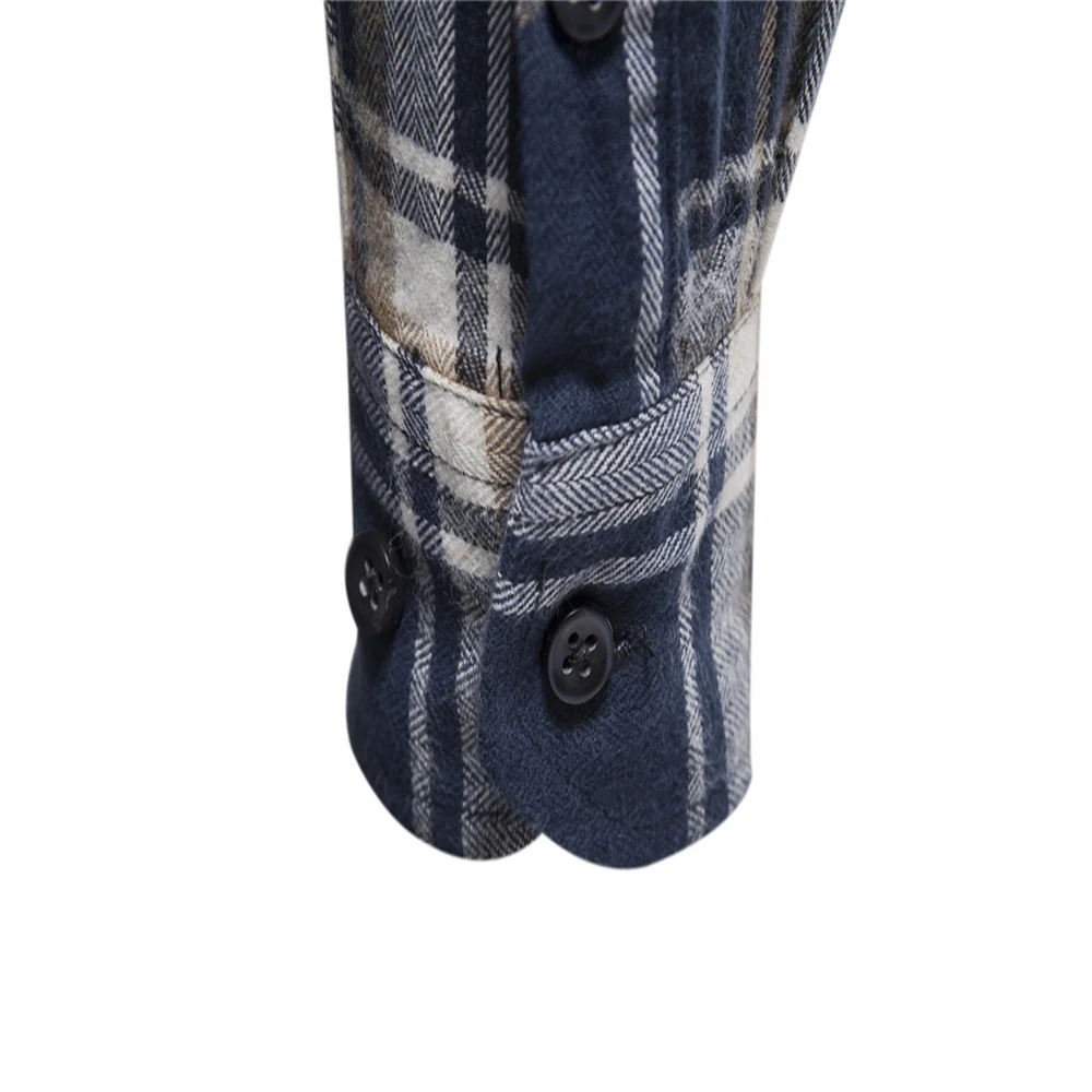 100% Cotton Plaid Shirts Men Autumn Slim Fit Checkered Shirts Business Casual Long sleeved Lapel Shirt High Quality