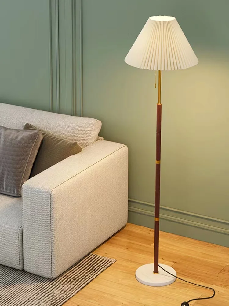 

Nordic vintage LED floor lamp living room sofa study bedroom upright table lamp lamp fabric lampshade dining room floor lamp