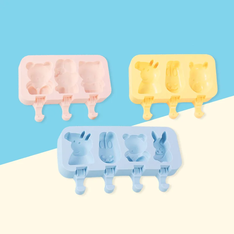 

Silicone Popsicle Mold Ice Cream Molds Cake Moulds DIY Homemade Cartoon Shape Ice Cream Moulds Maker Trays Kitchen Accessories
