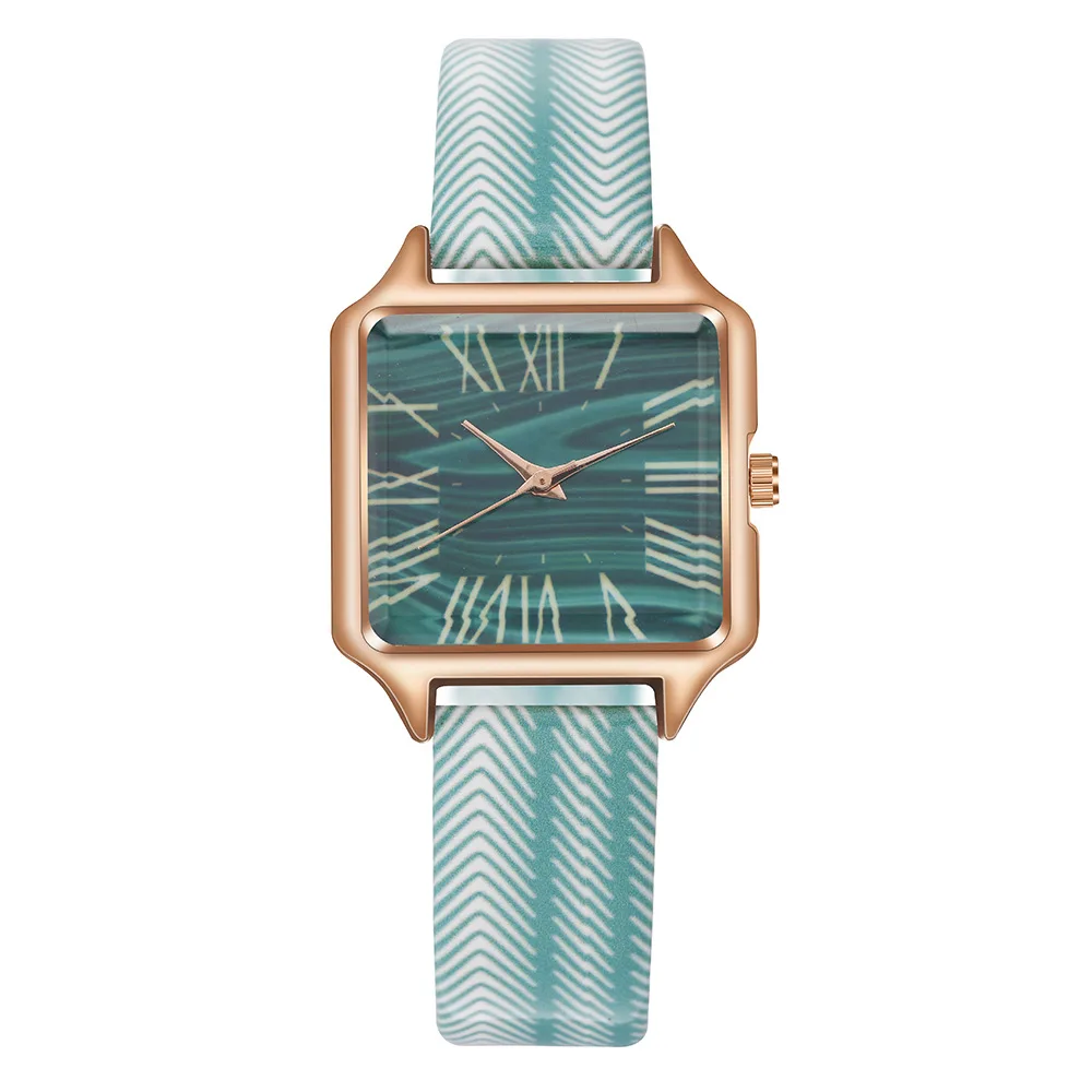 

часы женские часы женские наручные Женские кварцевые часы часы наручные женский Douyin аналог Ретро дамские маленькие квадратные часы студенческие Полосатые Кожаные кварцевые часы