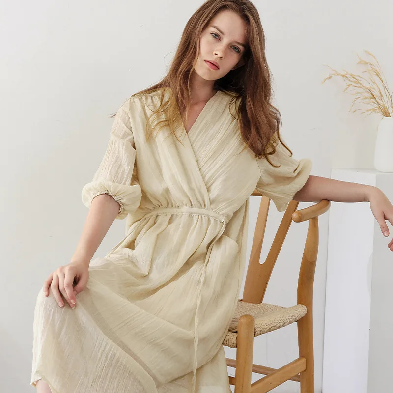

Chic And Elegant Dresses For Women Sexy V-Neck Lantern Sleeve Patchwork Bandage Long Maxi Dress With Lining Vestidos De Fiesta