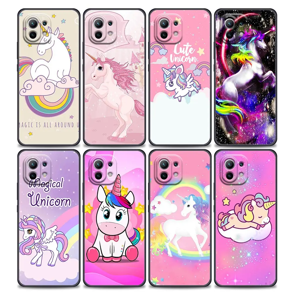 

Compact Lovely Rainbow Unicorn Cartoon Phone Case for Xiaomi Mi 11i 11 11X 11T Poco X3 NFC M3 Pro F3 GT M4 Soft Silicone