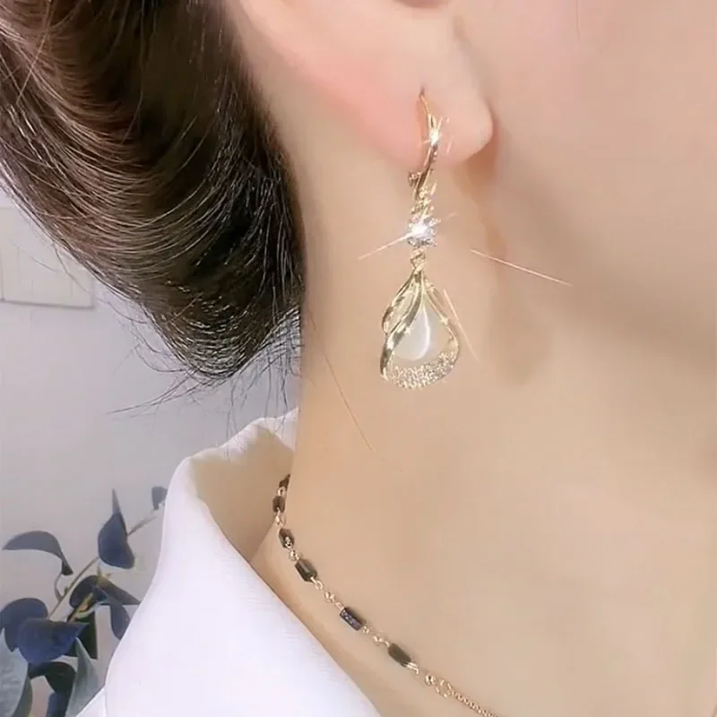 Модные элегантные магнитные серьги-подвески для женщин с блестящими