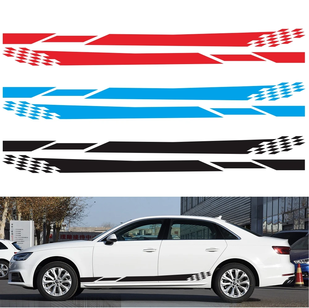 

Fashion racing stripes car sticker DIY modelling interesting adornment door waist line side skirt vinyl film decal accessories