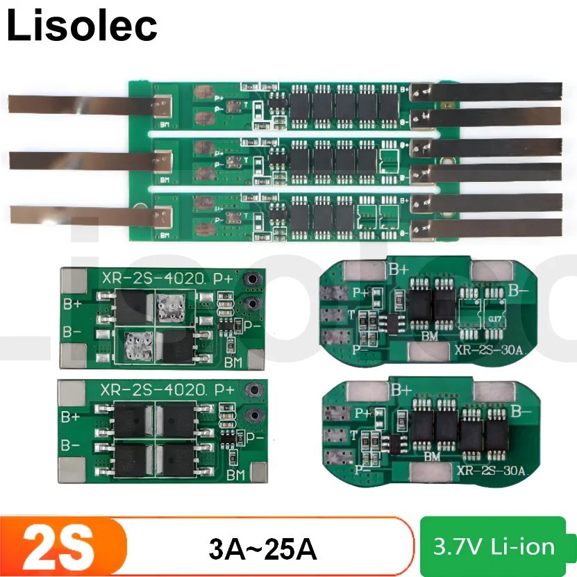 

2S BMS 7.4V 18650 Li-ion Lithium Battery Pack Charge Discharge Protection Board PCB 3A/5A/10A/15A/25A Battery Protection Module