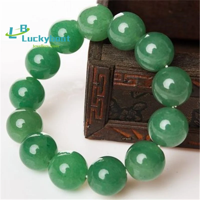 

Natural Green Jade Jasper Elastic Bracelet Charms Luxury Fine Jewelry Couple Personalized Beaded Bangle Men Women Holiday Gifts