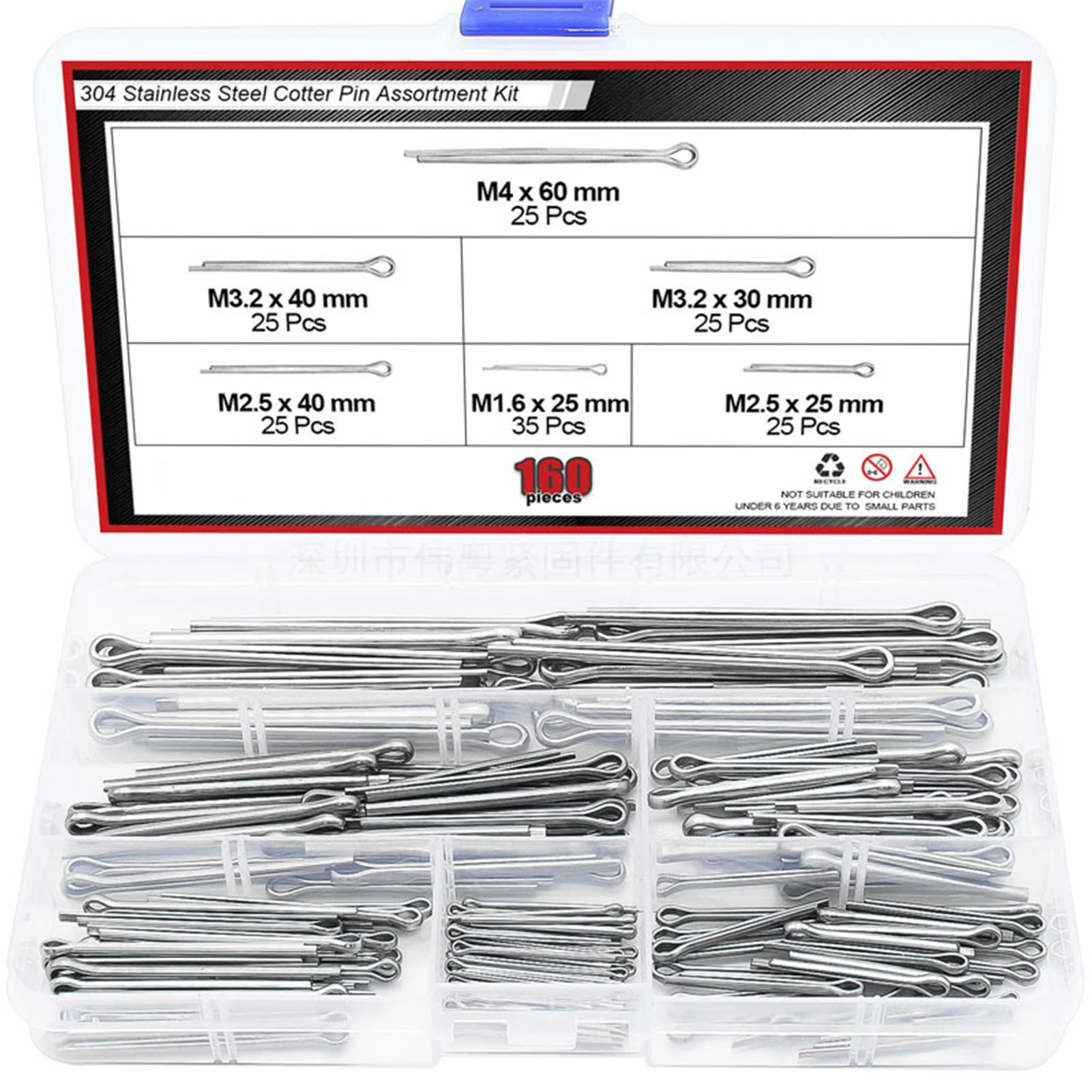 

160pcs Cotter Pin Assortment Kit Multipurpose Small Clips Fastener Fittings Pins Set with Storage Case cotter cotter cotter