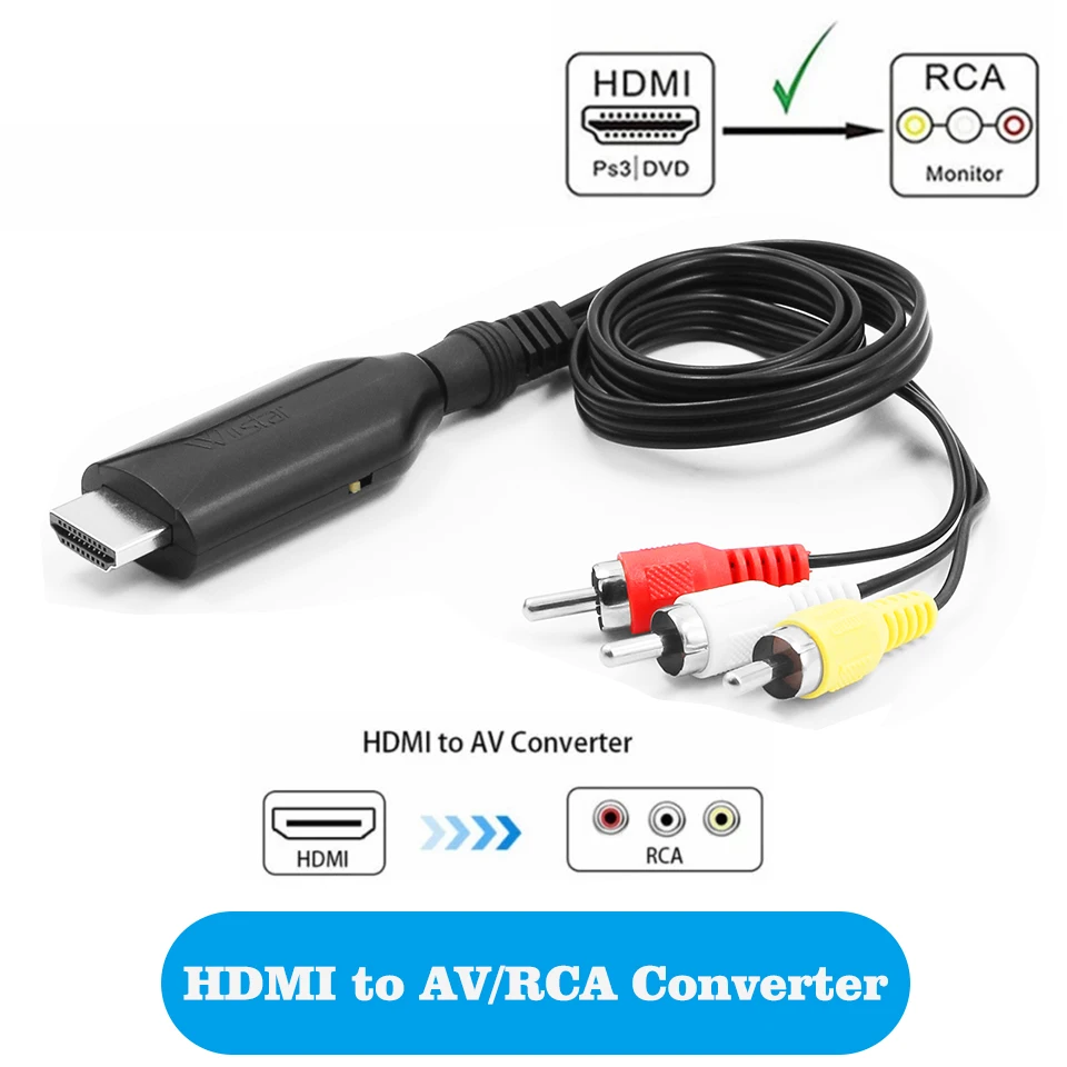 Адаптер-преобразователь HDMI в AV композитный преобразователь HD-видео RCA AV/CVSB L/R 1080P