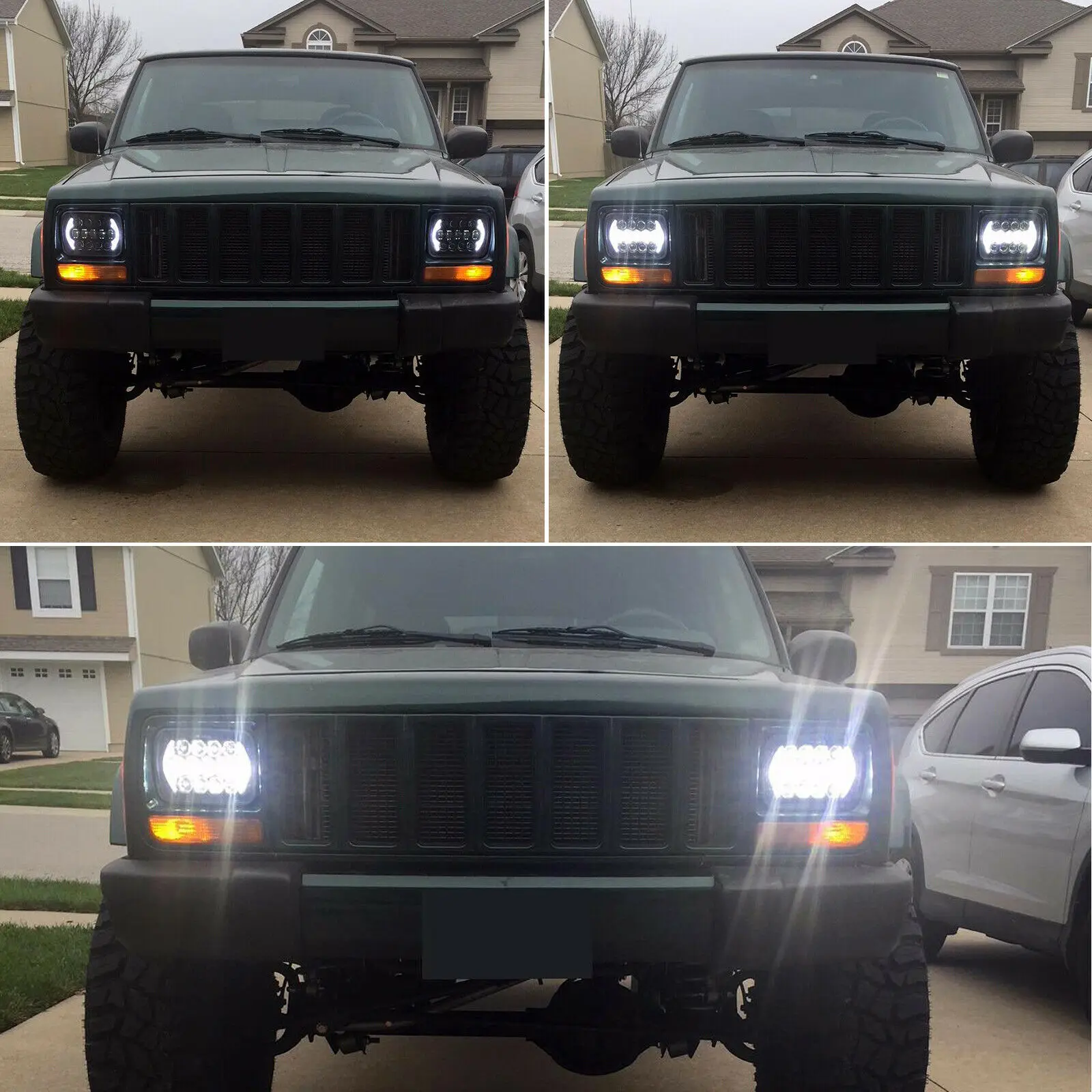 2pc 105W DRL 7X6 5X7 Led Headlights For Jeep Wrangler YJ Cherokee XJ H4 Plug H6054 Headlight H5054 6052 Car Accessories