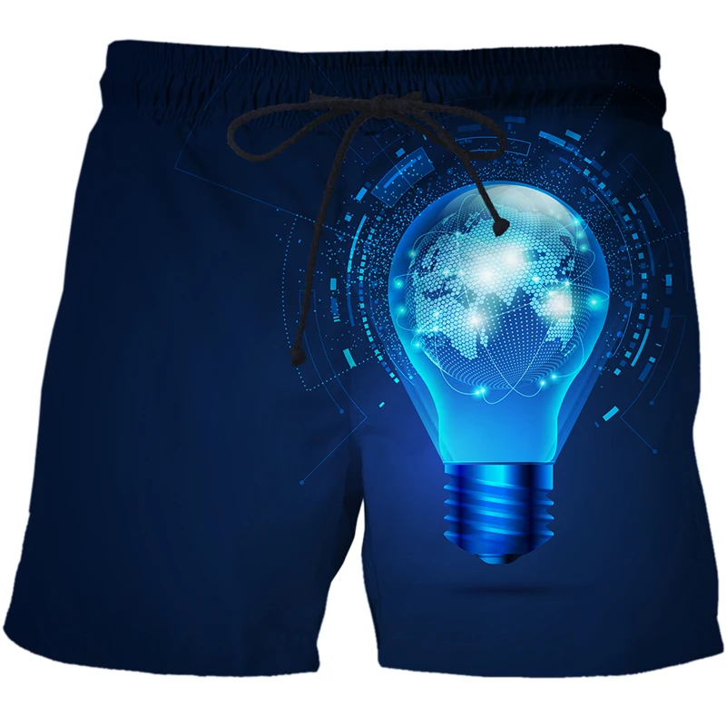 2022 3d AI technology data pattern Print Quick Dry Beach Shorts Men Casual New Printed Men's Clothing Swimming Trunks Casual