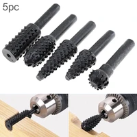 5pcsset black diy carpentry metal wolf tooth stick rasp burr rotating files 6mm shank for electric grinding head grinding tool
