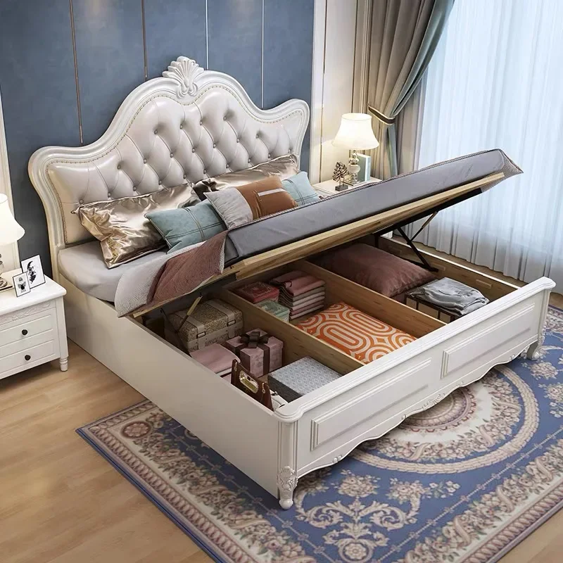 Уникальная двухместная кровать с мягкой обивкой в скандинавском стиле