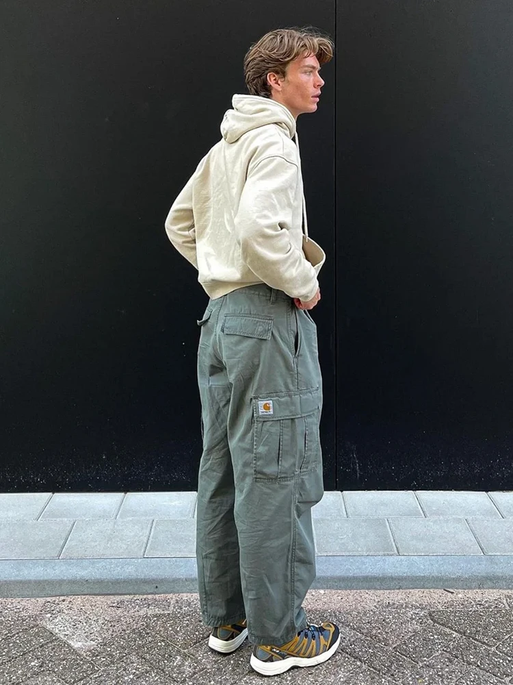 Брюки-карго мужские молодежные осенне-зимние брюки 2024 новые свободные прямые