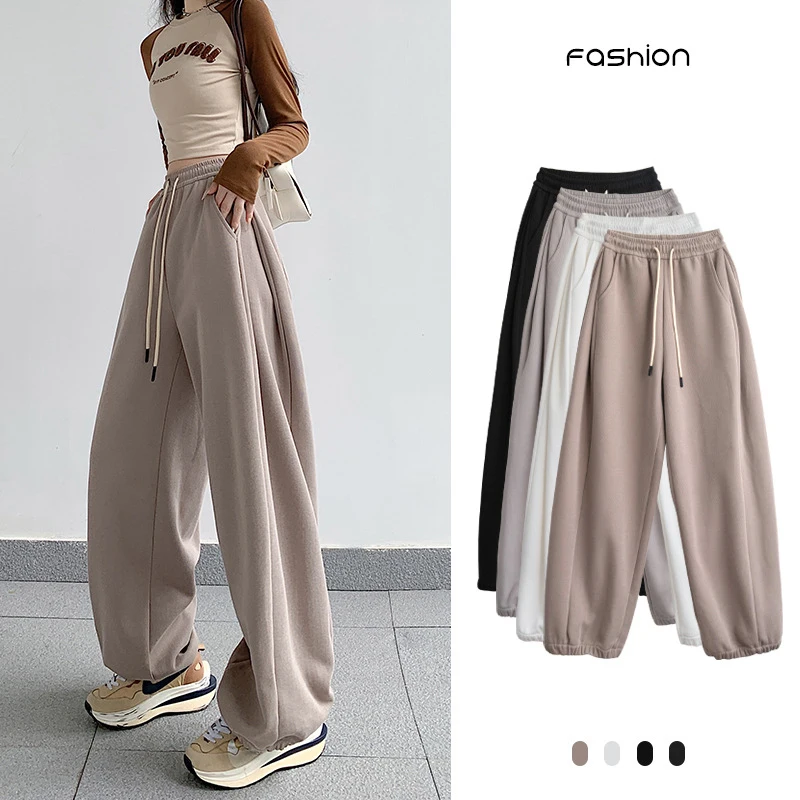 

Casual All Match Y2K Pocket Joggers Korean Fashion Solid Casual Grunge Wide Leg Trousers New Women Loose Vintage Straight Pants