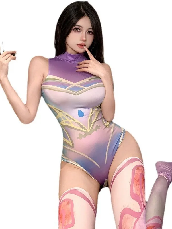 Милые приталенные топы Женская игровая униформа цельная одежда открытые