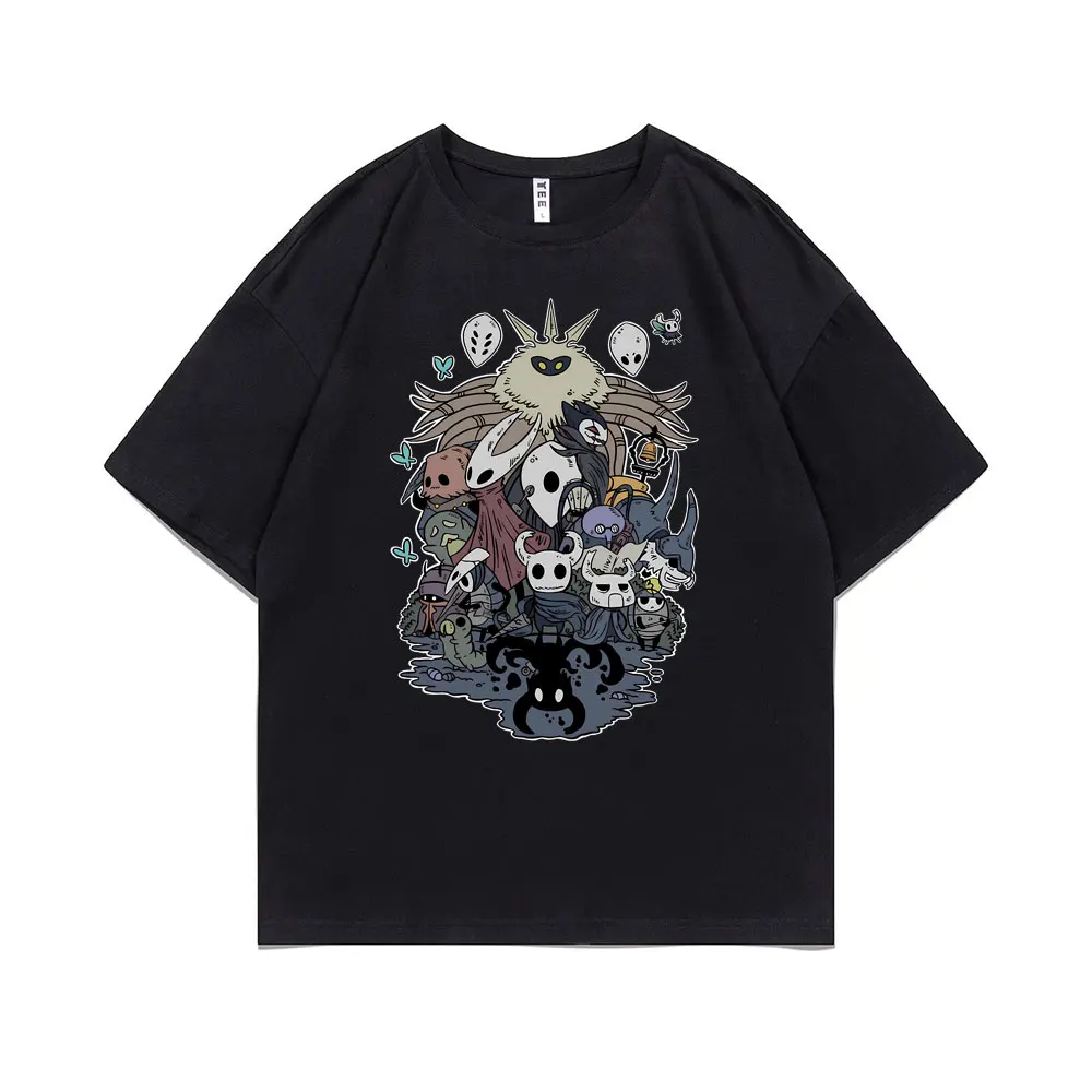 

Game Hollow Void Hollow Knight Print T Shirt Man Oversized T-shirt New Summer Men Women Anime Black Tshirt Male Manga Streetwear