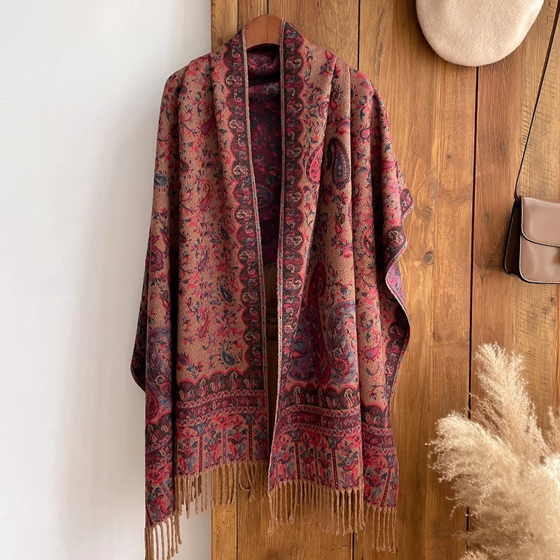 Модный толстый мягкий кашемировый элитный брендовый жаккардовый шарф женское