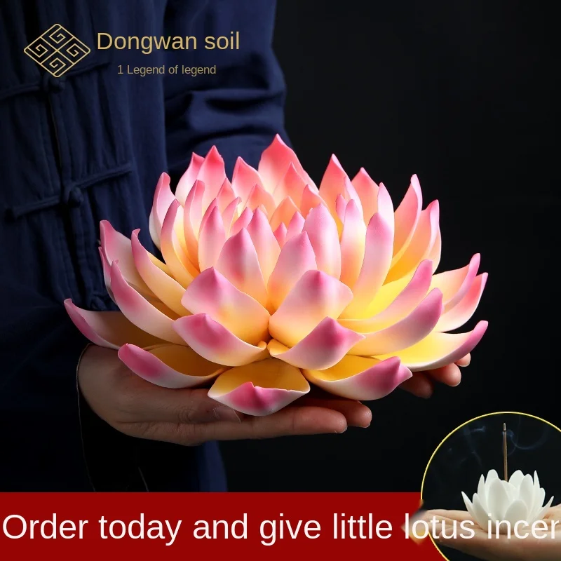 

Ceramic Lotus Ornaments New Chinese Lotus Zen Home Ornament Living Room and Tea Room Buddhist Hall Laid-Back Decorative Crafts