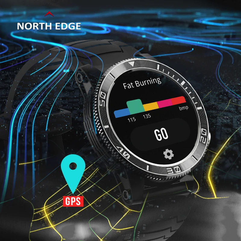 

North EDGE XTREK GPS Smart Watch Men Compass Sports Watch Heart Rate Pedometer BT Call Altimeter Xtrek Smartwatch