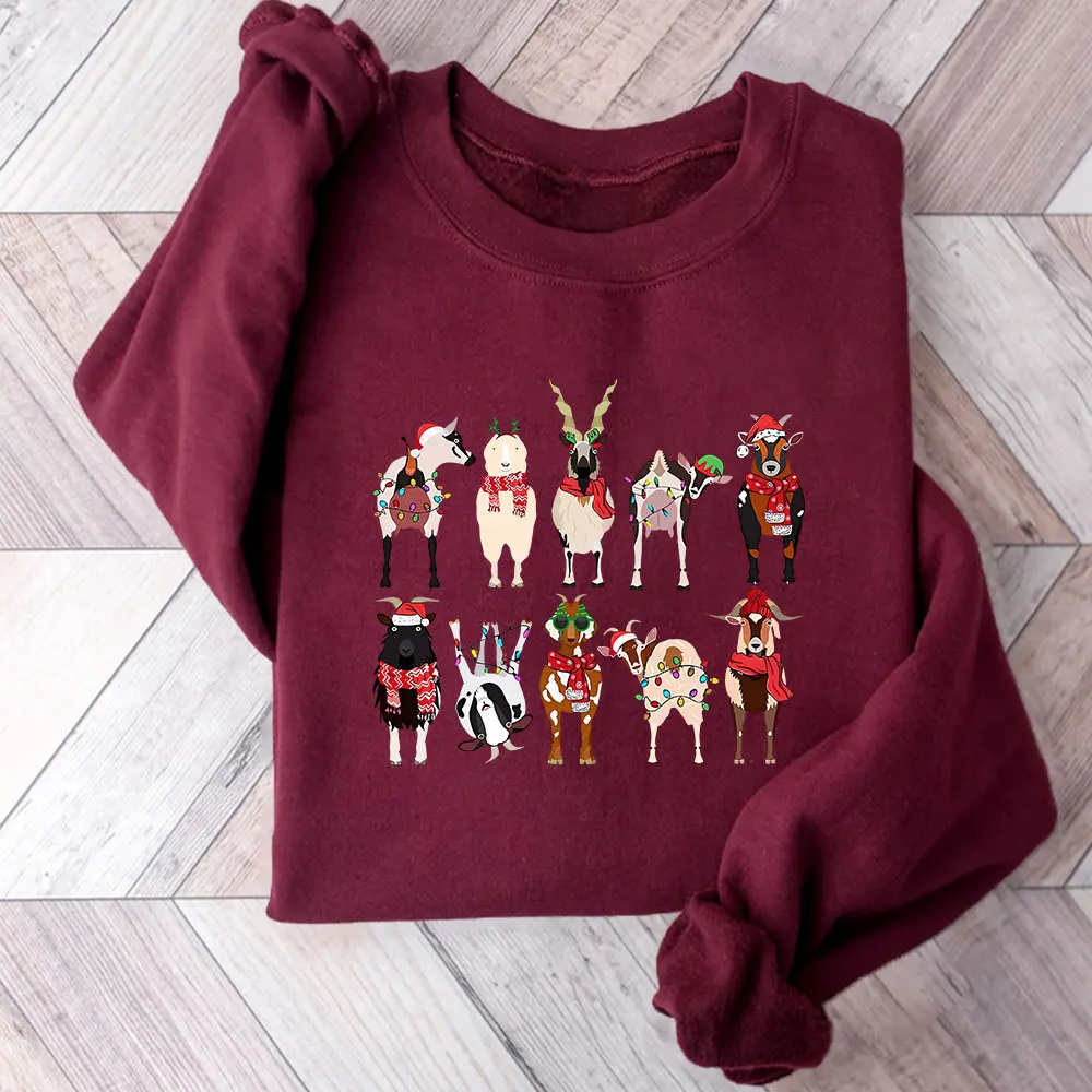 Женская Толстовка С Капюшоном Повседневная Свободная Посадка Рождественским