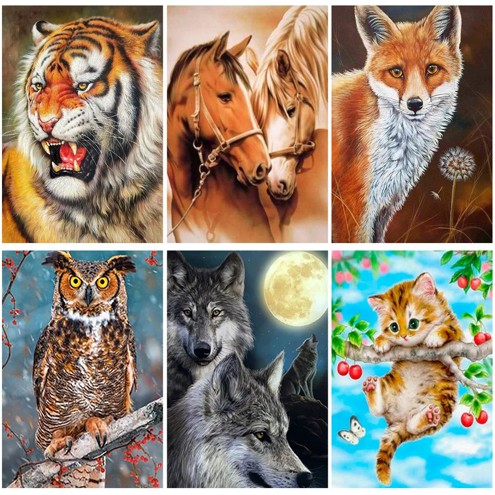 

5D DIY Diamond Painting Animal Wolf Horse Owl Full Circle Diamond Mosaic Diamond Embroidery Home Art Decoration Birthday Gift
