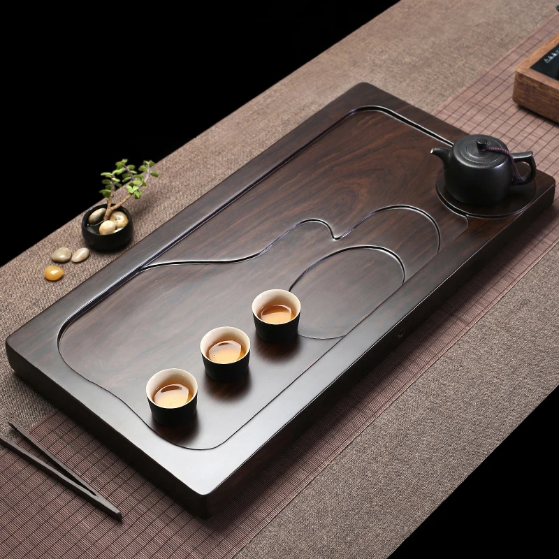 

Gong Fu Serving Tea Trays Table Luxury Vintage Chinese Tea Trays Wooden Drainage Bandeja Para Cha Office Accessories WK50TT