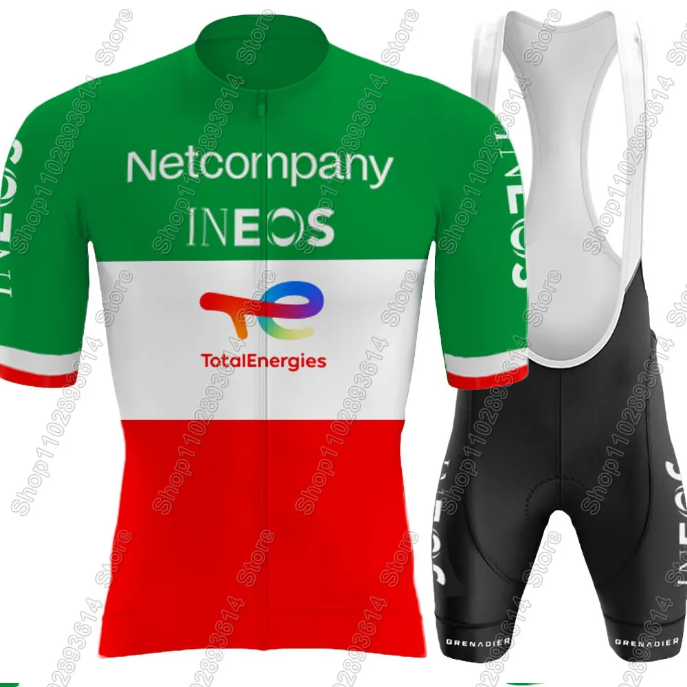 Фото Комплект велоформы Netcompany-INEOS 2026 для сборной Италии: мужская футболка с коротким/длинным рукавом, шорты на лямках, костюм для шоссейного велосипеда, велоформа для MTB №5