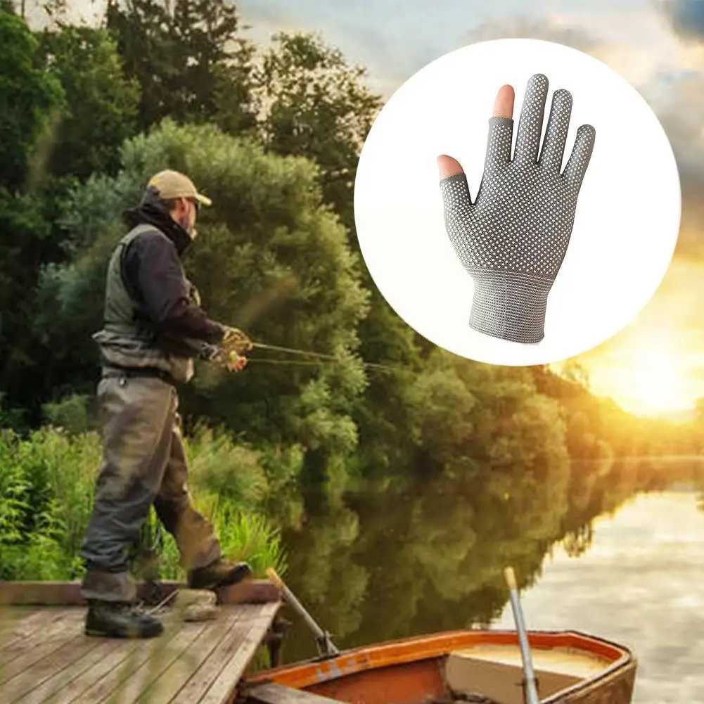 

One Pair Anti-slip Fishing Gloves Spring Summer Ice Sunscreen Cool Fingers Sport Antiskid Breathable Cycling Open/half Glov Y4k6