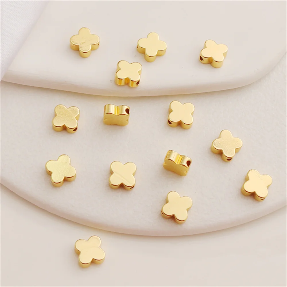 

18K Gold Plated Smooth Through Hole Beading with Separated Beads DIY Handmade Necklace Bracelet Earrings Accessories Loose Beads