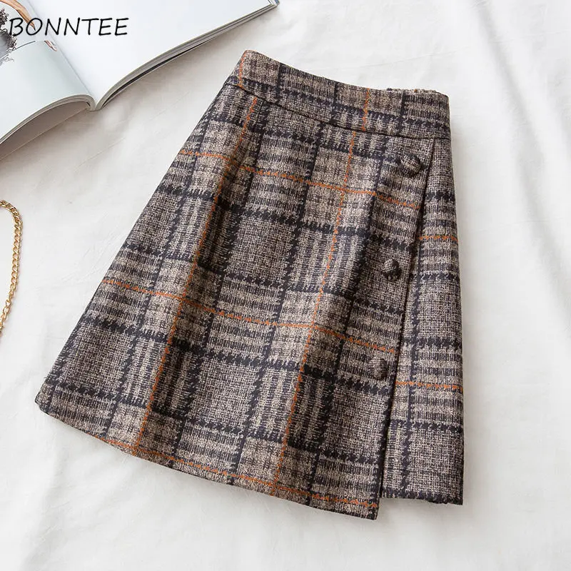 

Женские клетчатые юбки, нестандартные мини-юбки, дизайнерские французские стильные девичьи дизайнерские эстетичные юбки, Женская в стиле п...