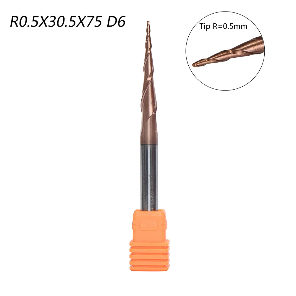 

Dreanique 1 шт. T2BC твердосплавная концевая фреза с коническим шариковым носом, гравировальные фрезы с ЧПУ, фреза для дерева и алюминия