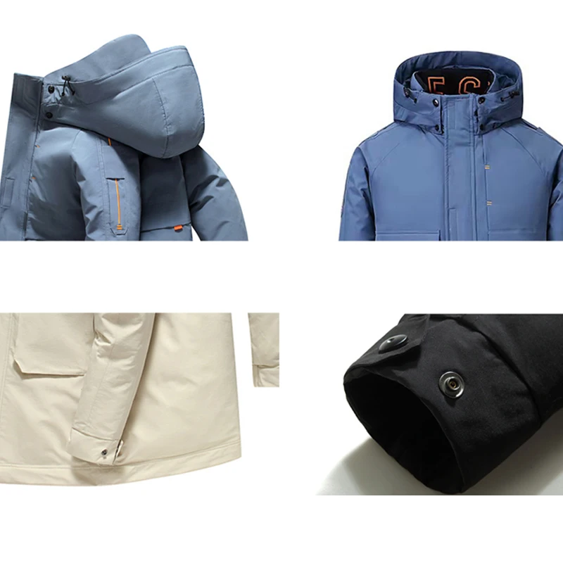 Down Jacket  Large Size Men's Mid Length Hooded Couple Coat Outdoor Thickened Insulation Thermal Waterproof Windproof Clothing
