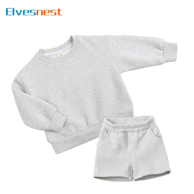 

Детская одежда на весну и осень, модный однотонный комплект детской одежды для девочек, хлопковый Длинный топ и шорты, детская одежда