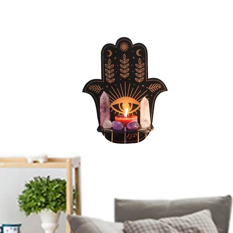 

Хрустальный дисплей Hamsa Hand Hamsa, ручная полка для кристаллов в рустикальном стиле Hamsa, ручная полка для кристаллов, камней и эфирных масел