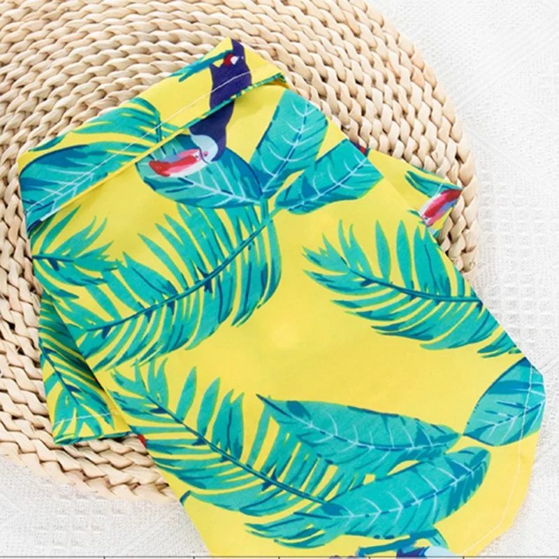 

Летняя Гавайская пляжная Цветочная рубашка для домашних животных пальто для кошек и собак комбинезон для щенков тонкая одежда с коротким р...